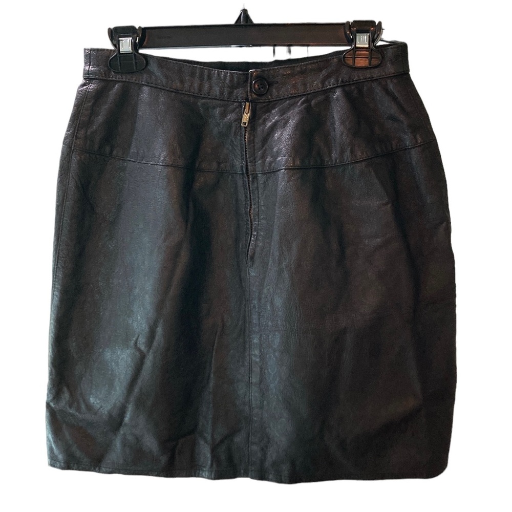 VINTAGE Black Leather, Lined Skirt